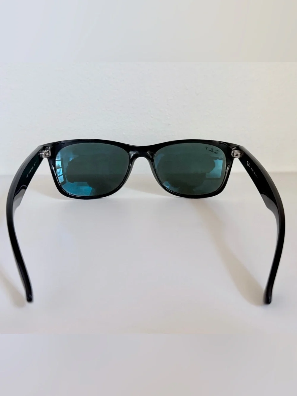 Ray-Ban RB2132 Polarized Rectangle Sunglasses Black Frame Green Lenses 58-18